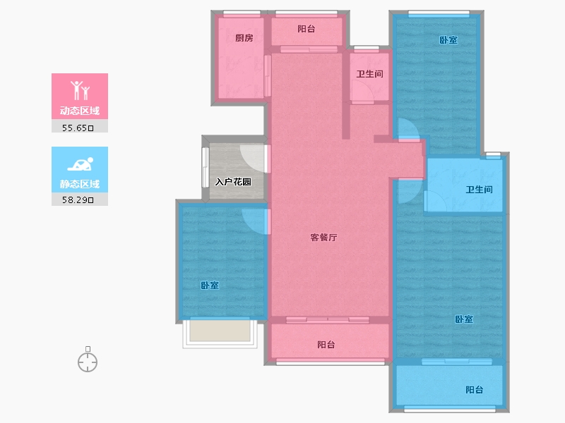 河南省-焦作市-沁阳一号公馆-105.93-户型库-动静分区