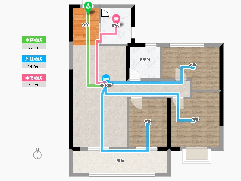 安徽省-蚌埠市-碧桂园·湖山樾-80.00-户型库-动静线