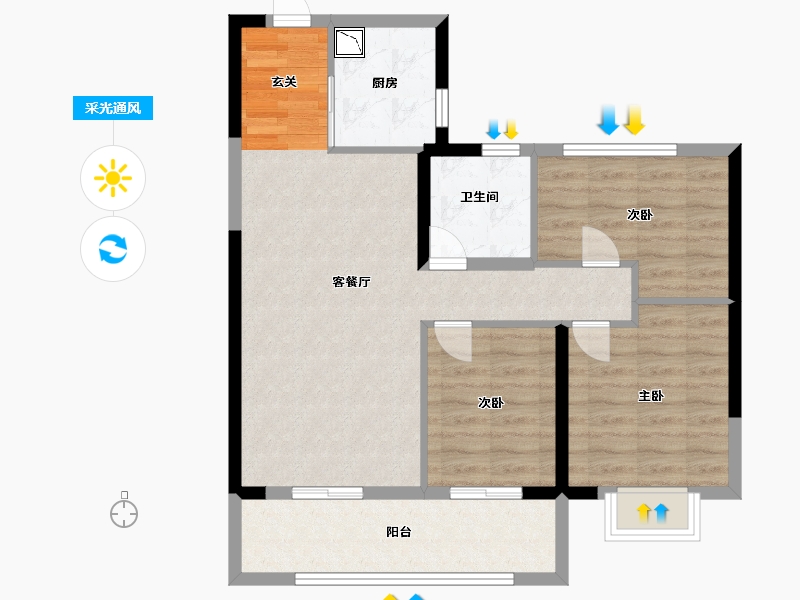 安徽省-蚌埠市-碧桂园·湖山樾-80.00-户型库-采光通风