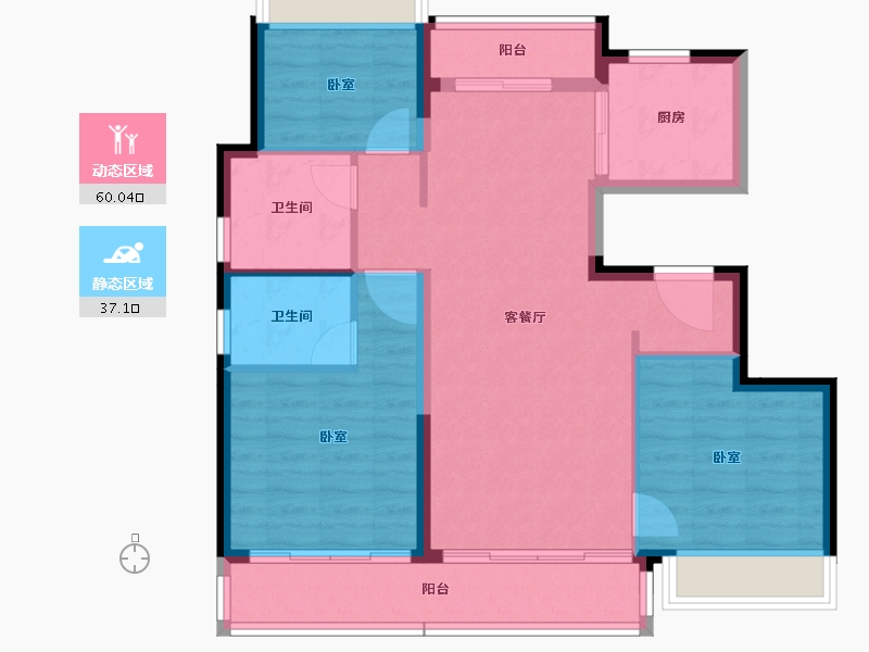 河南省-郑州市-昆明恒大国际健康城-87.44-户型库-动静分区