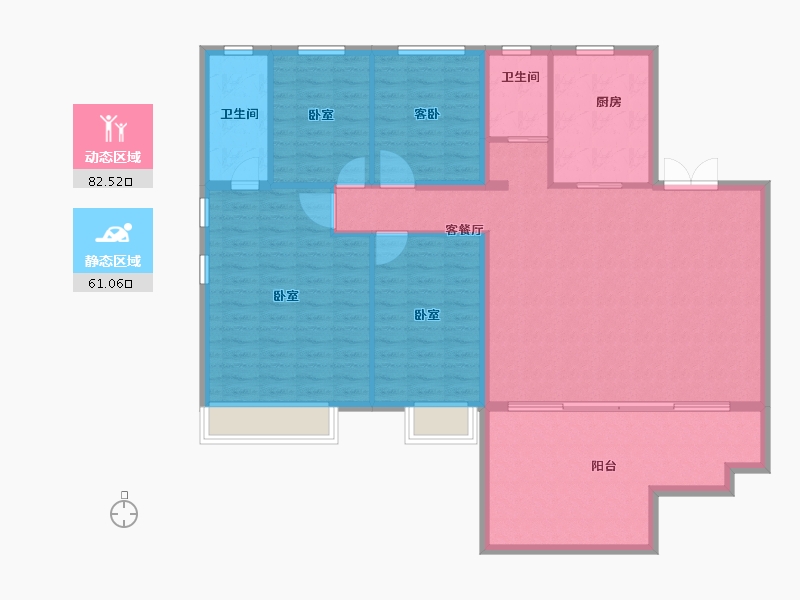 河南省-郑州市-碧桂园凤凰湾观澜-132.00-户型库-动静分区