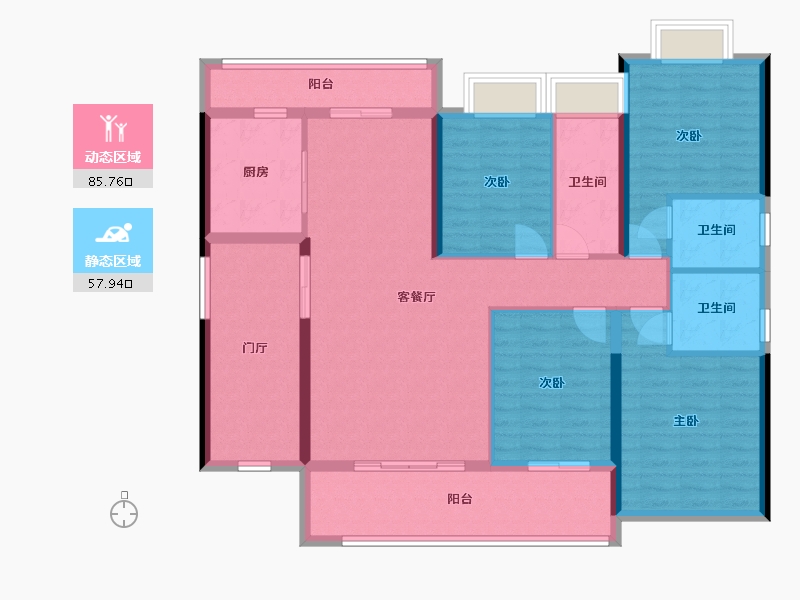 广东省-阳江市-恒隆共青湖山庄-129.23-户型库-动静分区