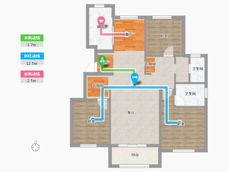 山东省-烟台市-金地首府-90.77-户型库-动静线