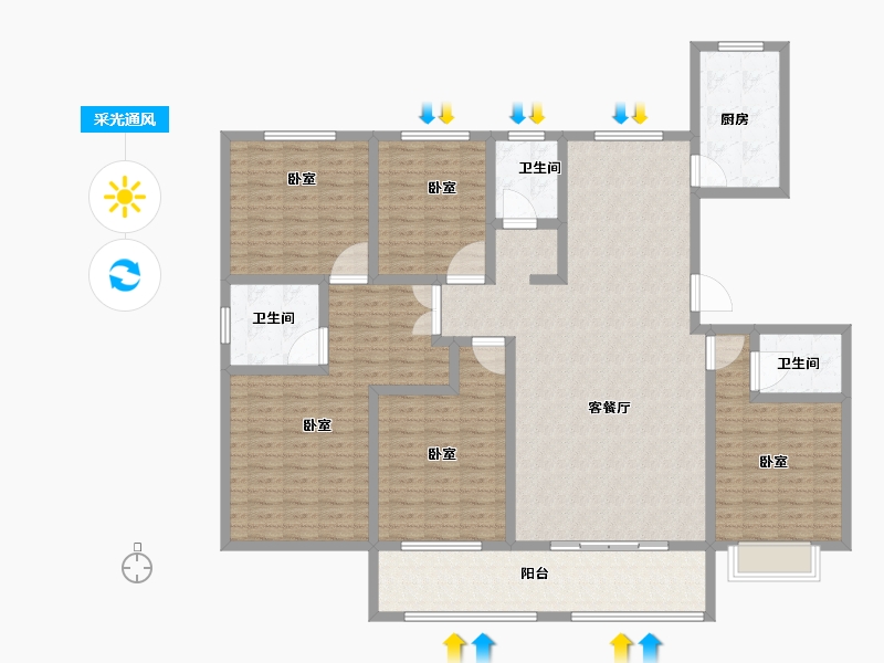 山东省-菏泽市-枫庭世家-170.24-户型库-采光通风