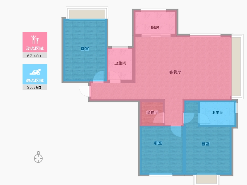 山东省-济宁市-西岸华府二期-111.00-户型库-动静分区