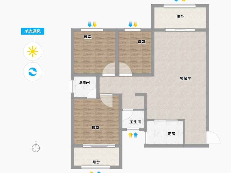 河南省-焦作市-孟州香格里拉花园榕园-106.00-户型库-采光通风