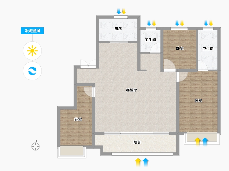 山东省-临沂市-房源·西岸公园-118.00-户型库-采光通风