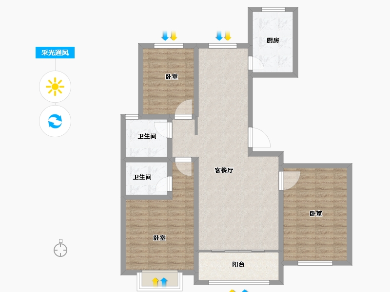 山东省-菏泽市-枫庭世家-102.00-户型库-采光通风