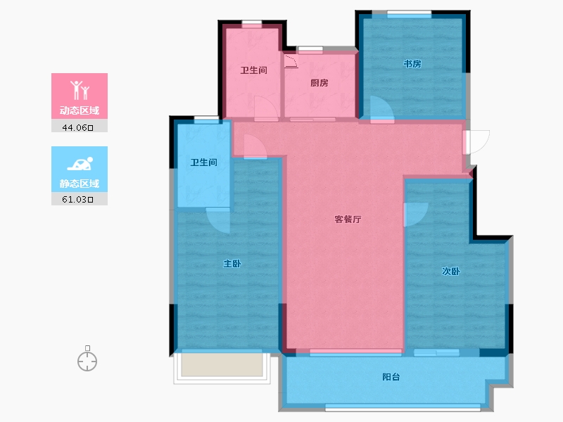 安徽省-蚌埠市-世茂中梁·云锦园-94.40-户型库-动静分区