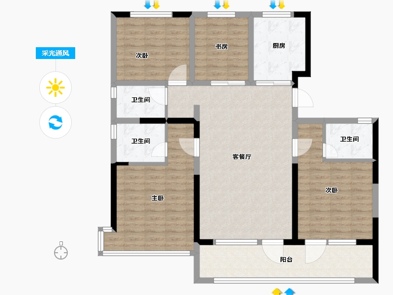 山东省-青岛市-华新园东宸府-114.00-户型库-采光通风