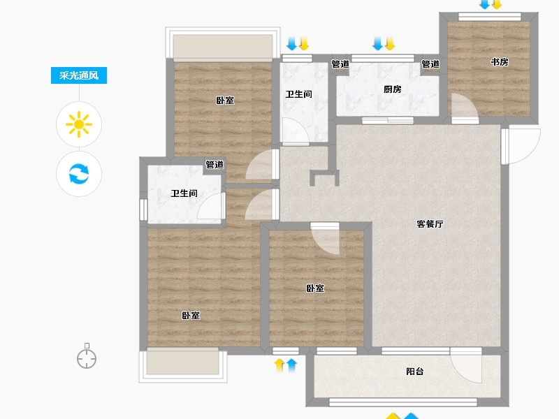 山东省-菏泽市-中璟珑璟湾-99.71-户型库-采光通风