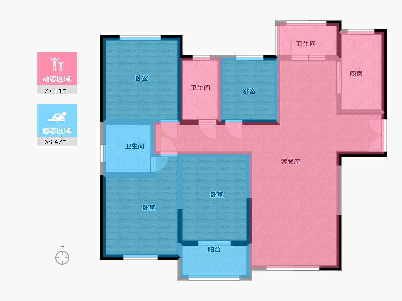 河南省-洛阳市-宜阳建业森林半岛-125.75-户型库-动静分区