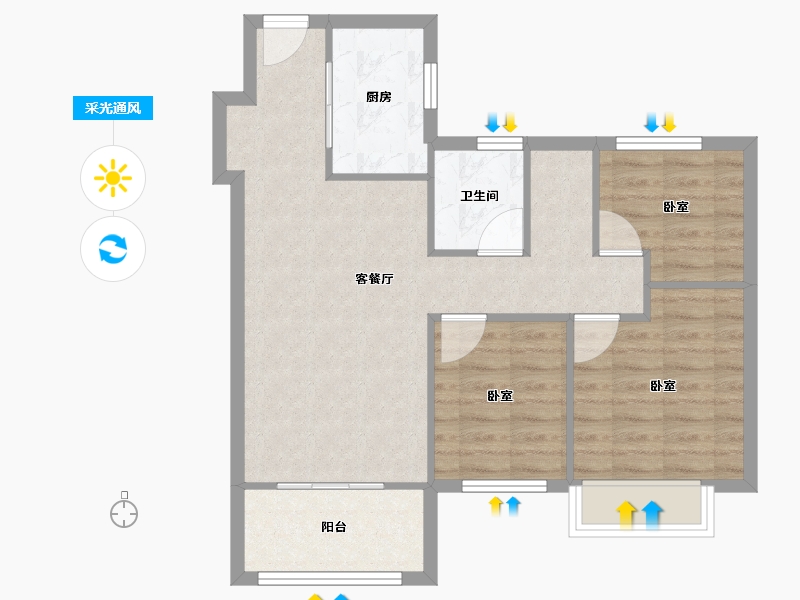 浙江省-嘉兴市-海樾风华-71.00-户型库-采光通风