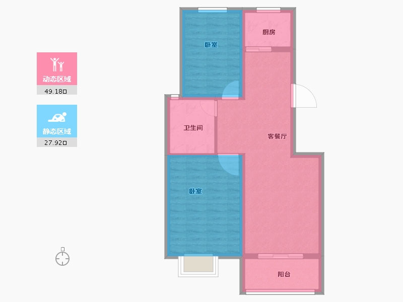 河南省-郑州市-浩金元芳邻华庭-69.00-户型库-动静分区