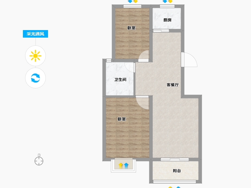 河南省-郑州市-浩金元芳邻华庭-69.00-户型库-采光通风