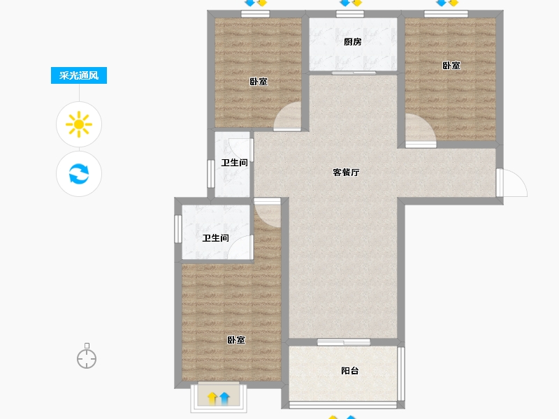 河南省-新乡市-信合湖畔春天-102.33-户型库-采光通风