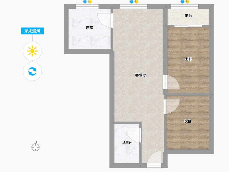 山东省-济南市-帝华广场-44.03-户型库-采光通风