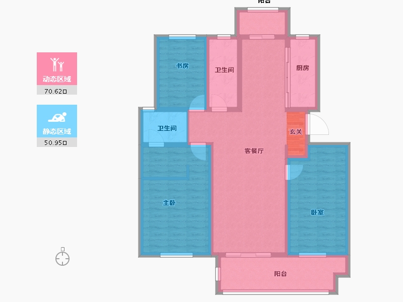 山东省-青岛市-金科罗兰公馆-108.21-户型库-动静分区