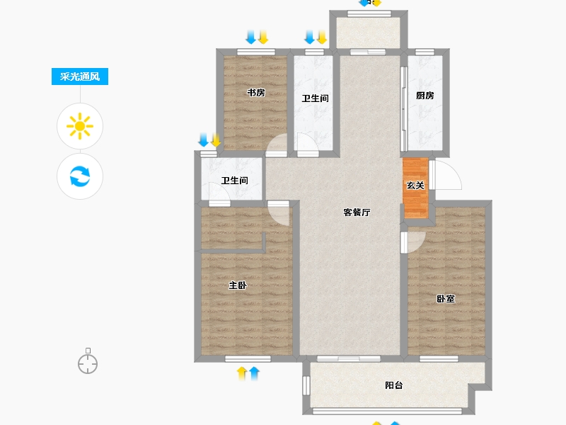 山东省-青岛市-金科罗兰公馆-108.21-户型库-采光通风