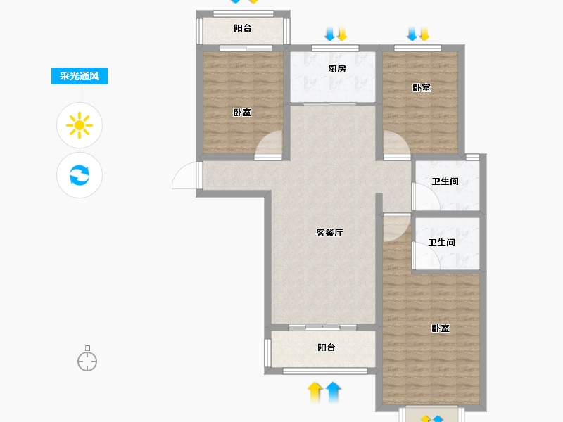 河南省-洛阳市-滨河御景苑-106.89-户型库-采光通风