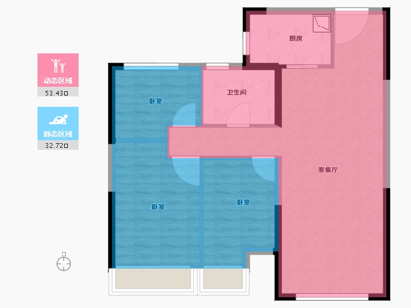 新疆维吾尔自治区-乌鲁木齐市-碧桂园拾光里-77.58-户型库-动静分区