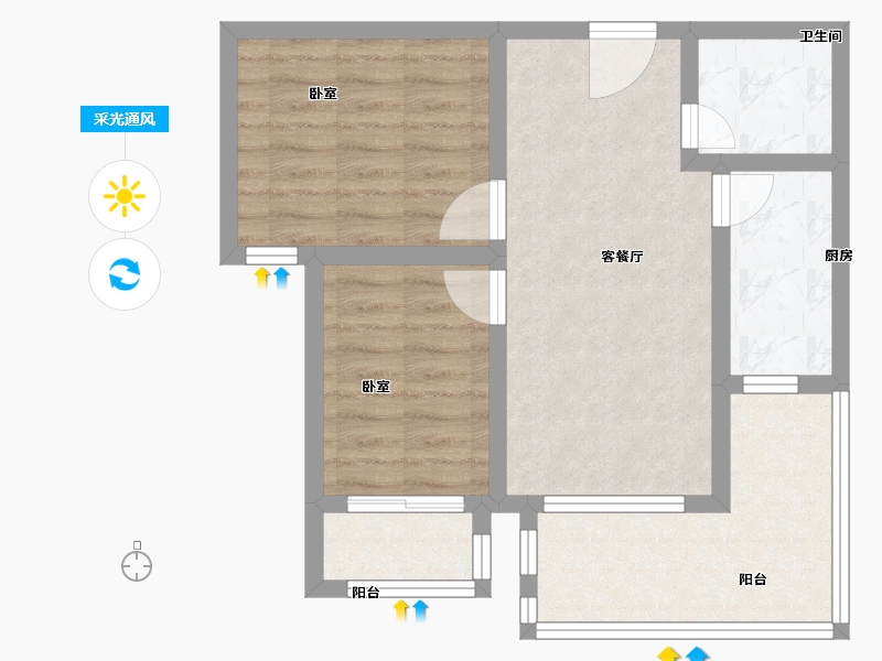 山东省-德州市-夏津德百温泉公寓-57.14-户型库-采光通风