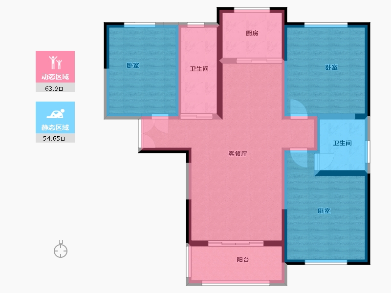 河南省-洛阳市-宜阳建业森林半岛-106.12-户型库-动静分区