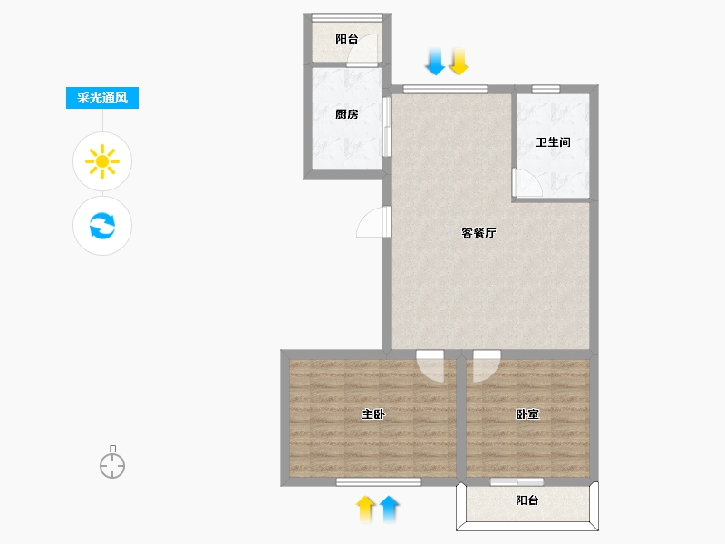 山东省-烟台市-飞龙金滩花园-79.00-户型库-采光通风