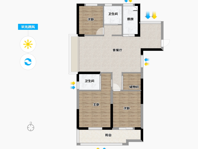 安徽省-蚌埠市-春江花月-94.40-户型库-采光通风