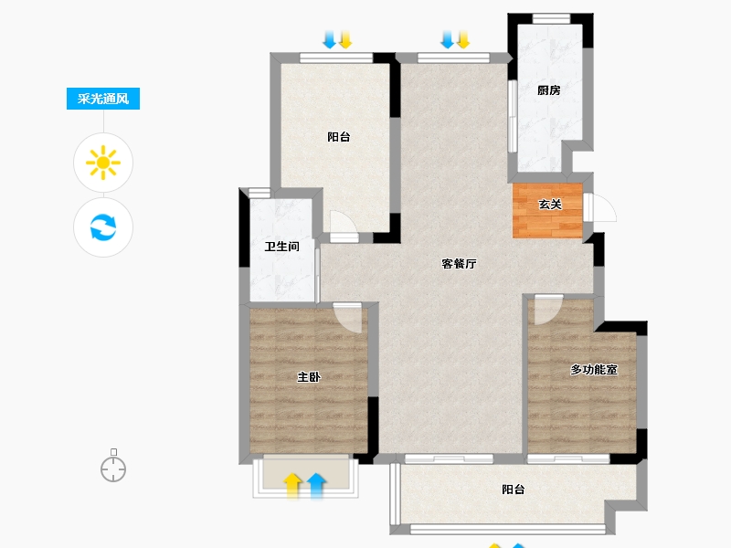 安徽省-滁州市-国建长江院子-87.99-户型库-采光通风