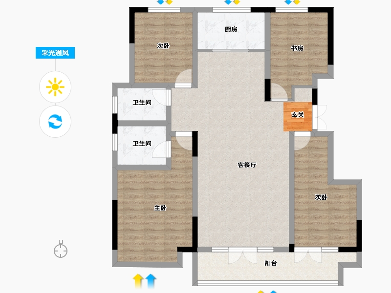 山东省-青岛市-檀府御园-115.95-户型库-采光通风