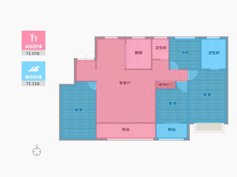 浙江省-嘉兴市-秀湖中粮・祥云-132.81-户型库-动静分区