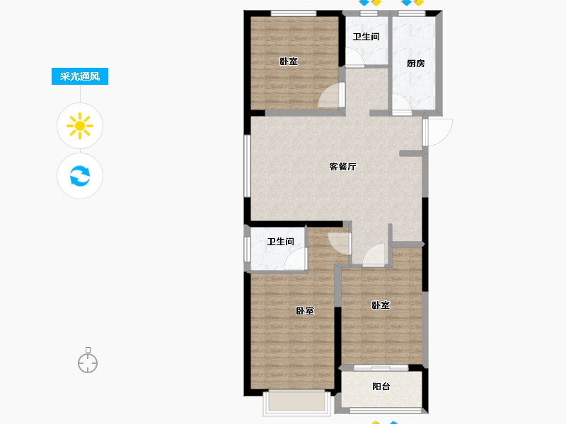 河南省-郑州市-郑地新港华苑-101.30-户型库-采光通风