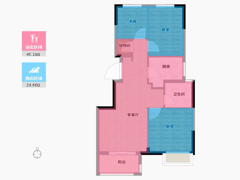 浙江省-嘉兴市-万科朝起云山府-67.00-户型库-动静分区