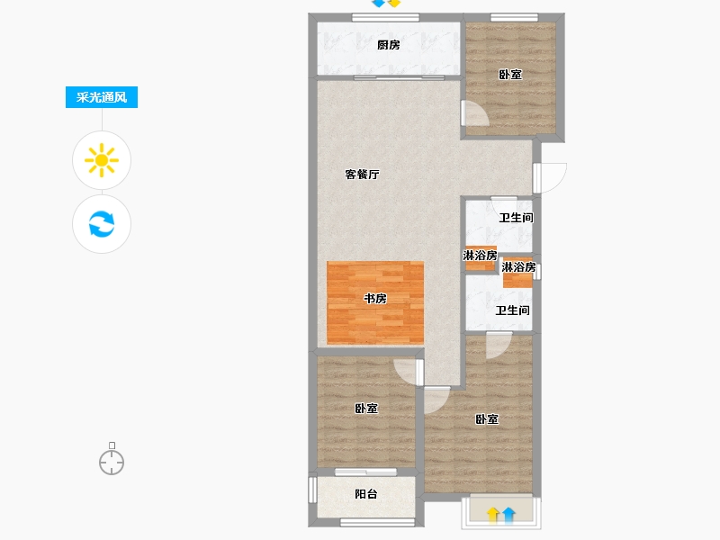 浙江省-嘉兴市-湘溪蘭园-92.02-户型库-采光通风