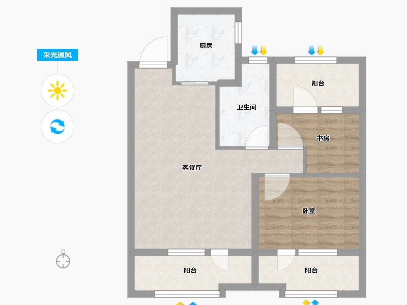 山东省-青岛市-星海府-66.00-户型库-采光通风