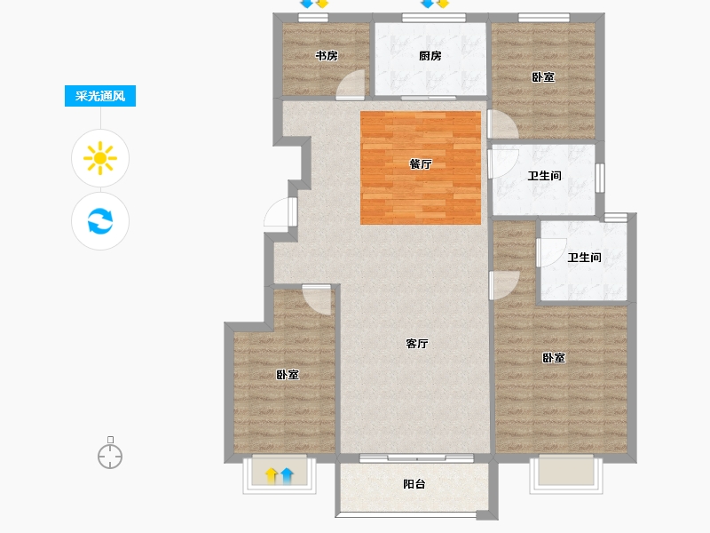 山东省-烟台市-观云山-110.00-户型库-采光通风