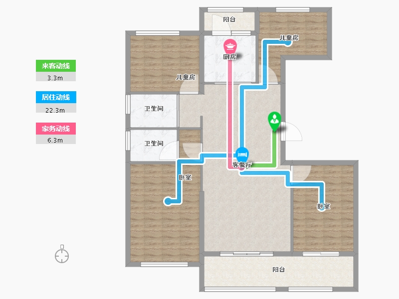 山东省-聊城市-碧桂园天誉-131.42-户型库-动静线