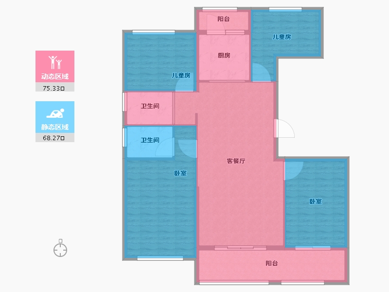 山东省-聊城市-碧桂园天誉-131.42-户型库-动静分区