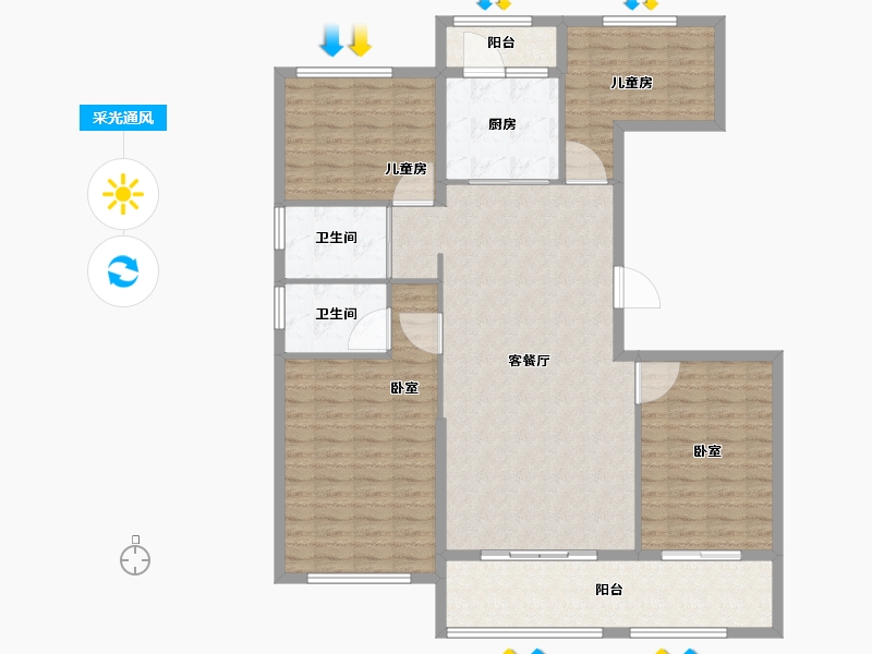 山东省-聊城市-碧桂园天誉-131.42-户型库-采光通风