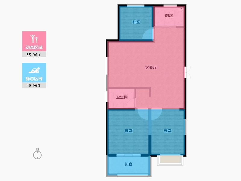 河南省-安阳市-建业凤凰城北岸-95.07-户型库-动静分区