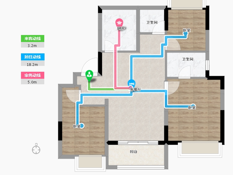 浙江省-嘉兴市-大发德商熙悦花苑-76.00-户型库-动静线