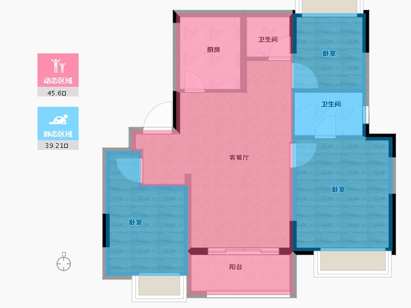 浙江省-嘉兴市-大发德商熙悦花苑-76.00-户型库-动静分区