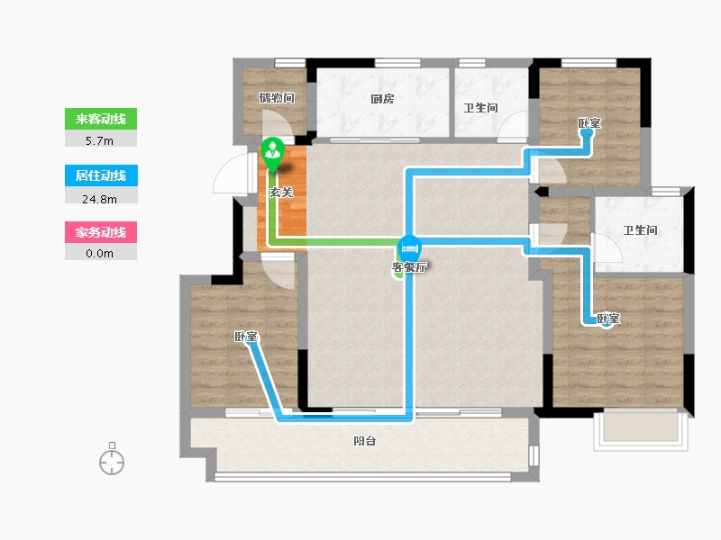 浙江省-嘉兴市-万科朝起云山府-104.00-户型库-动静线