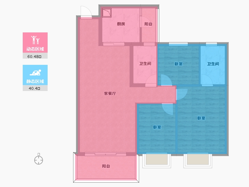 山东省-烟台市-烟台恒大海上帝景-90.44-户型库-动静分区