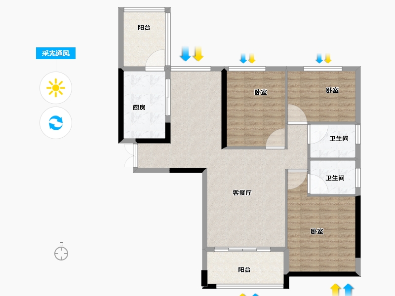 河南省-洛阳市-美景嘉园-106.01-户型库-采光通风