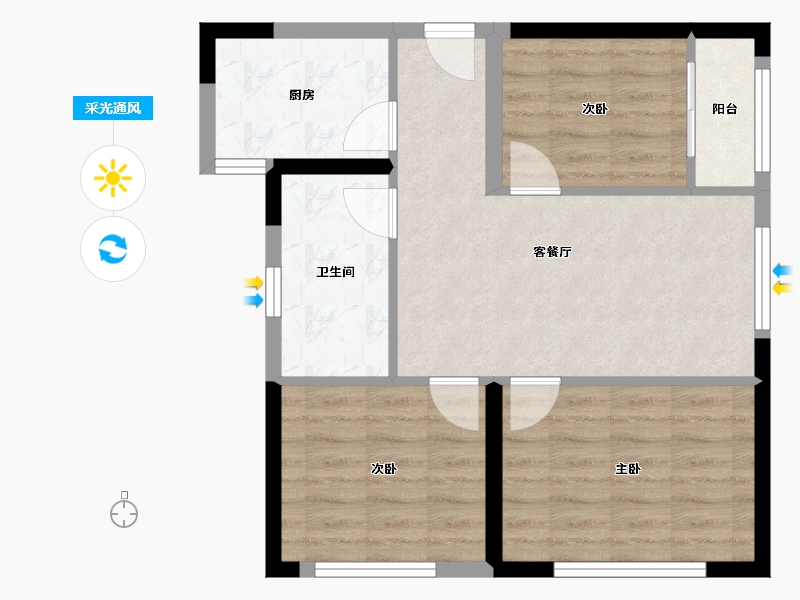 山东省-济南市-帝华广场-60.57-户型库-采光通风