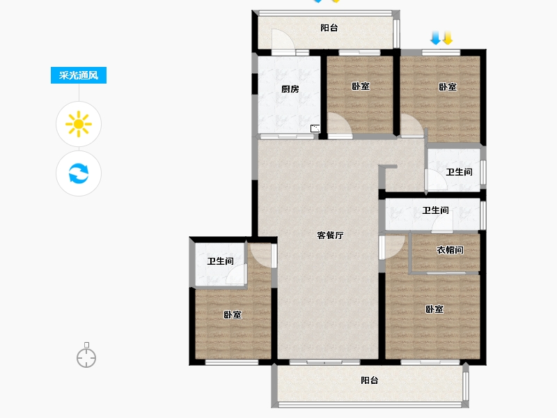 河南省-郑州市-名门翠园-141.40-户型库-采光通风