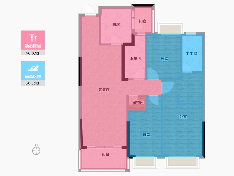 河南省-安阳市-林州恒大悦府-105.08-户型库-动静分区