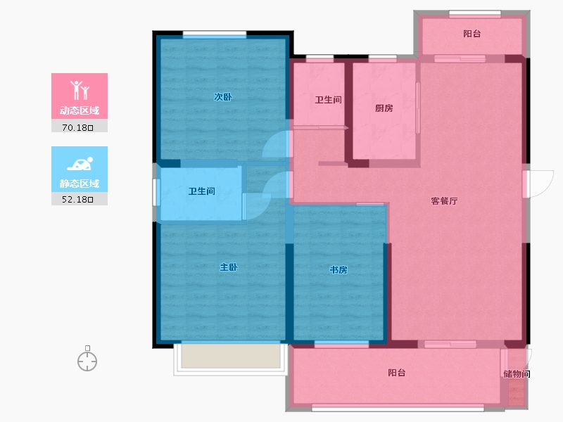 安徽省-蚌埠市-沁雅济学瑭-109.60-户型库-动静分区